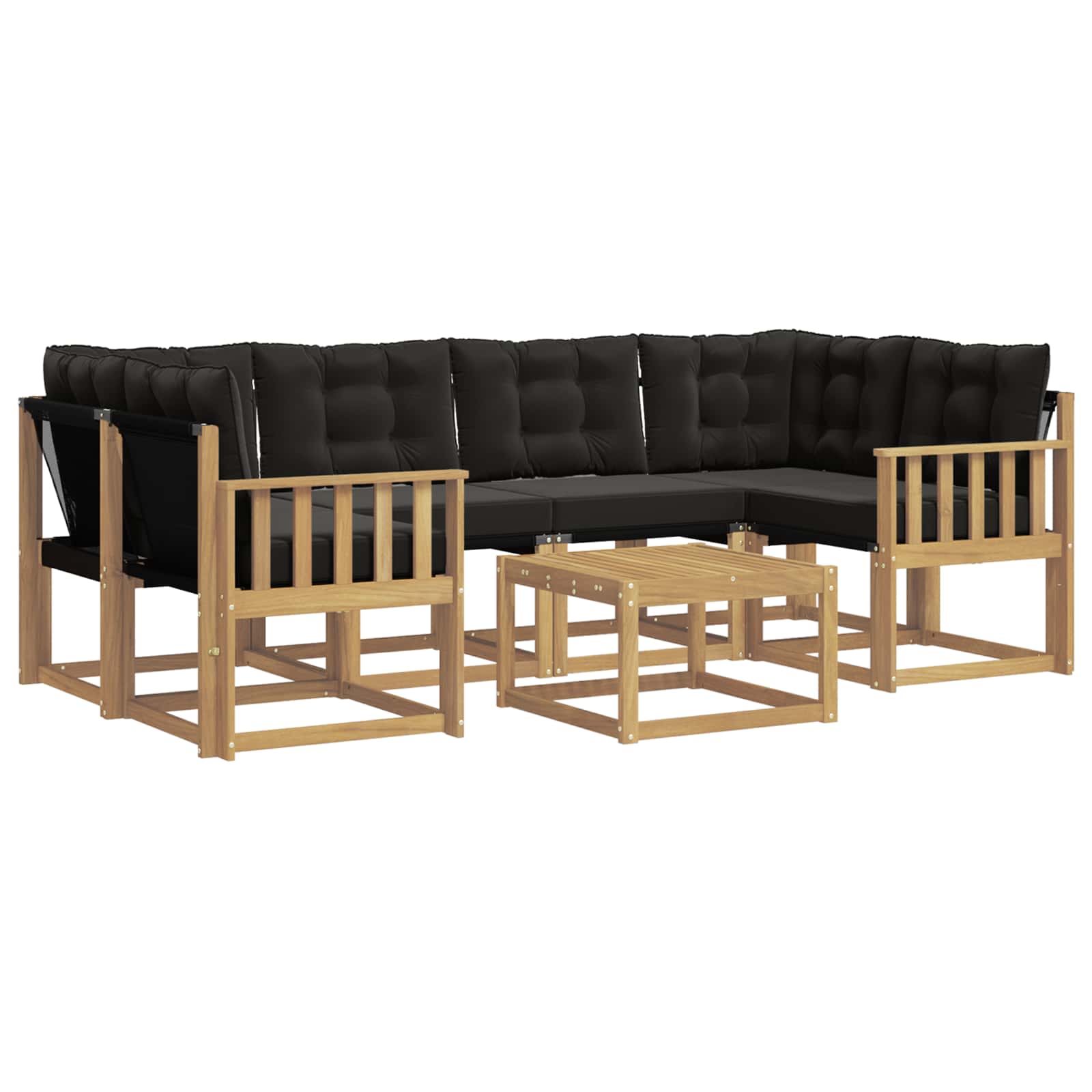 Outdoor-Sofagarnitur mit Kissen 7 pcs Weiß und Schwarz