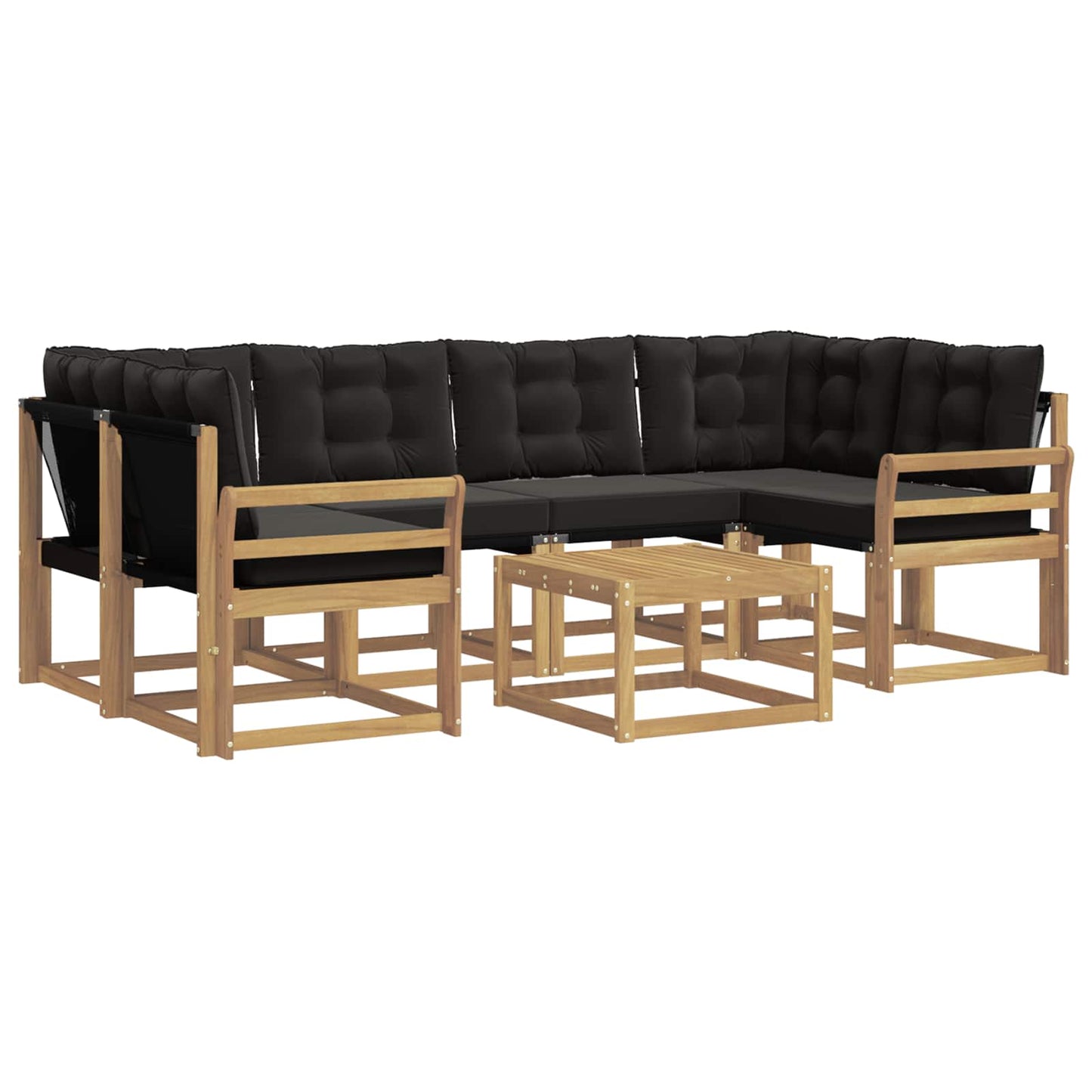 Outdoor-Sofagarnitur mit Kissen 7 pcs Weiß und Schwarz