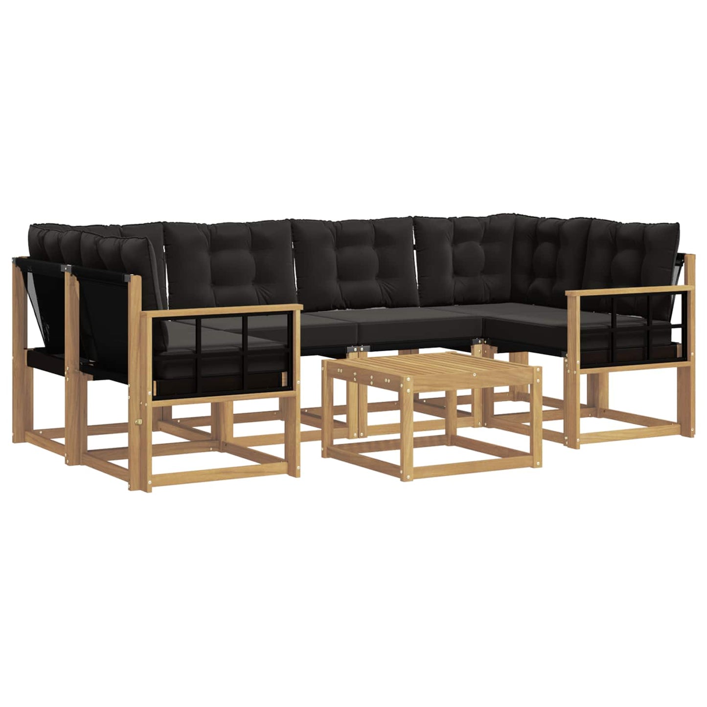 Outdoor-Sofagarnitur mit Kissen 7 pcs Weiß und Schwarz