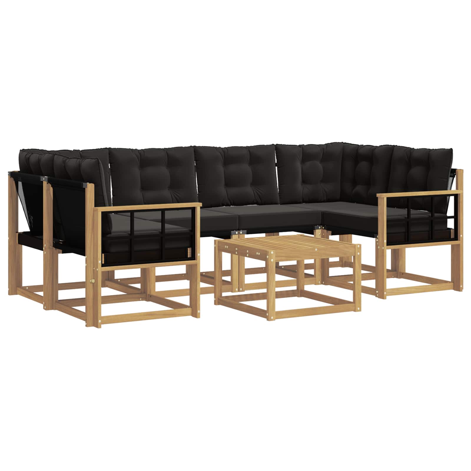 Outdoor-Sofagarnitur mit Kissen 7 pcs Weiß und Schwarz