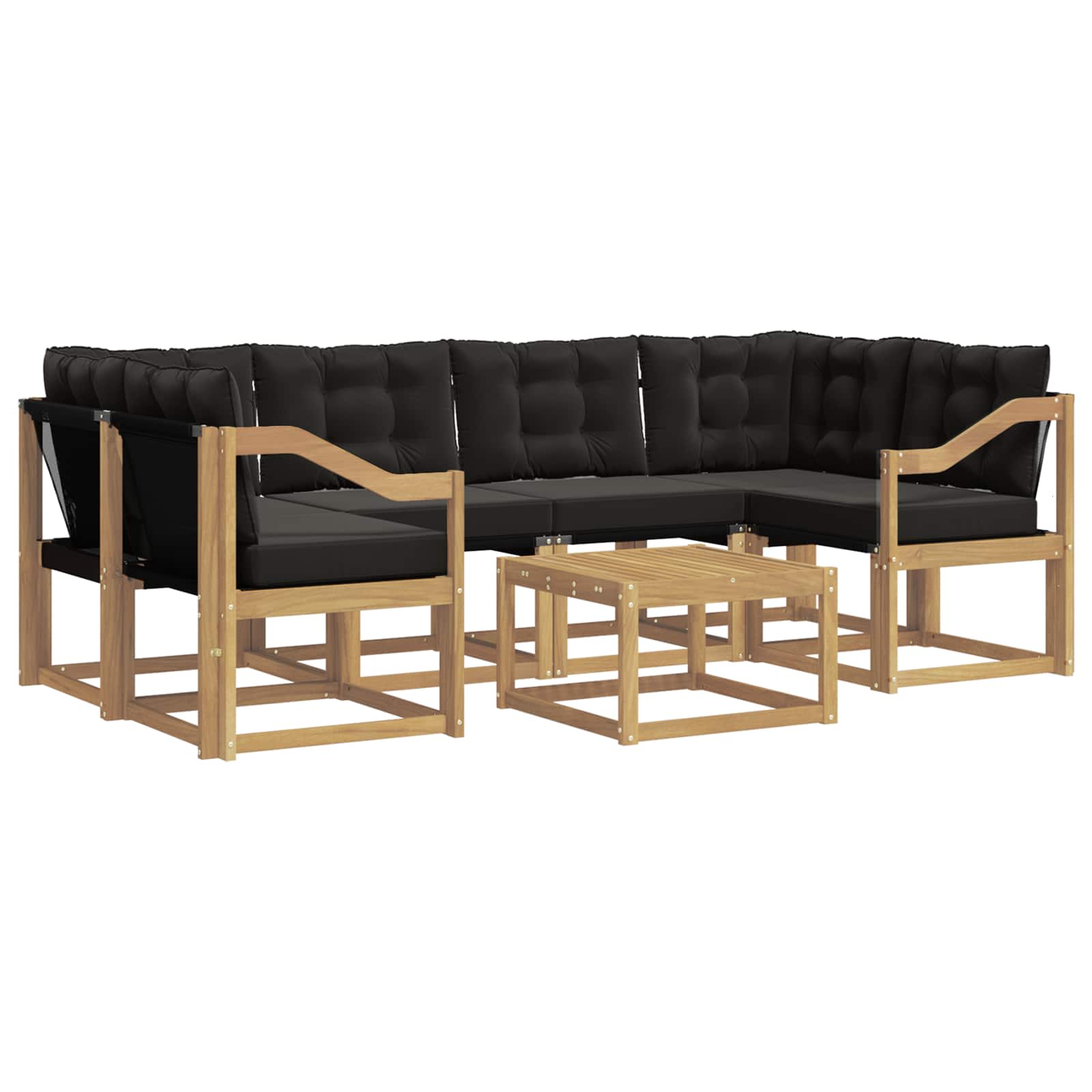 Outdoor-Sofagarnitur mit Kissen 7 pcs Weiß und Schwarz