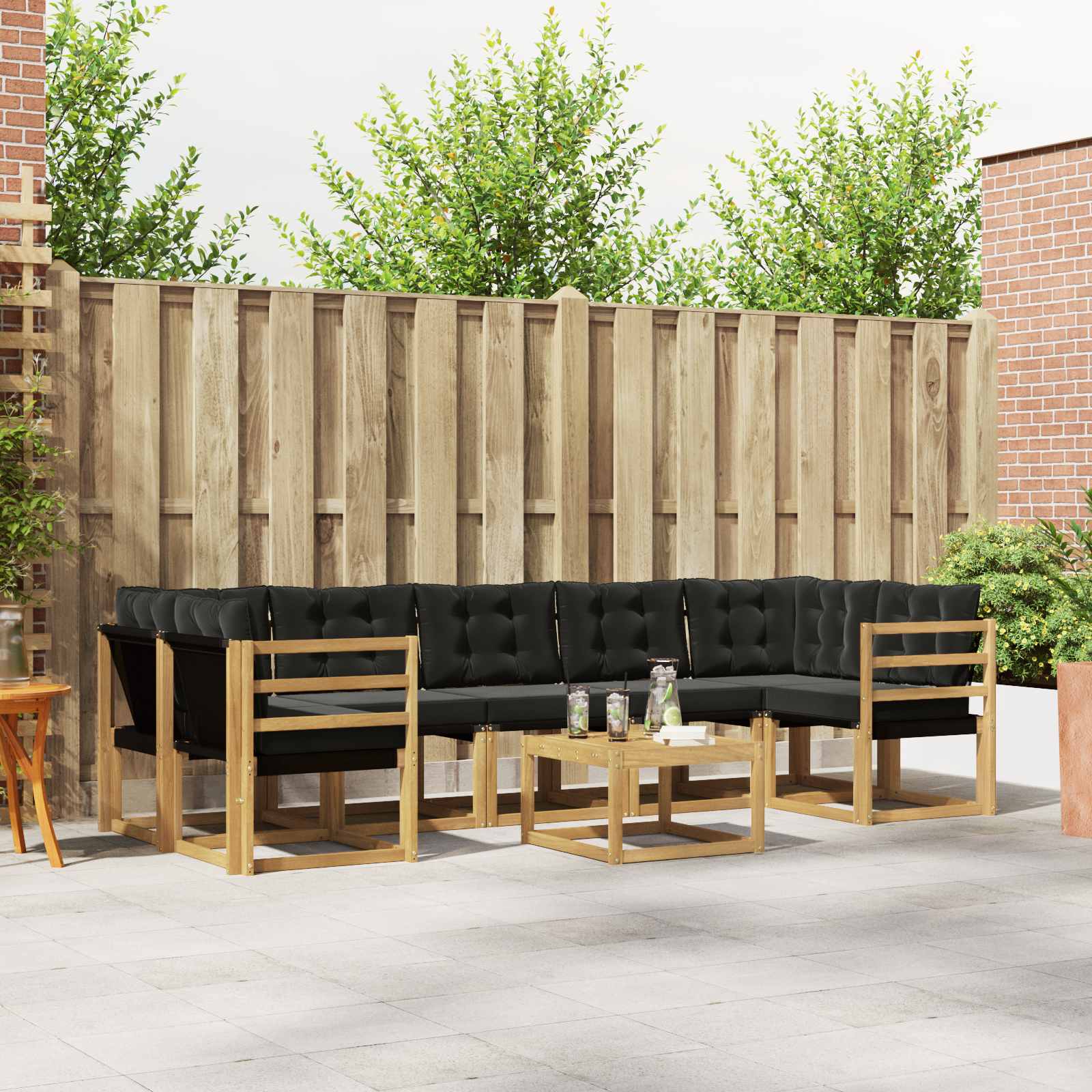 Outdoor-Sofagarnitur mit Kissen 8 pcs Weiß und Schwarz
