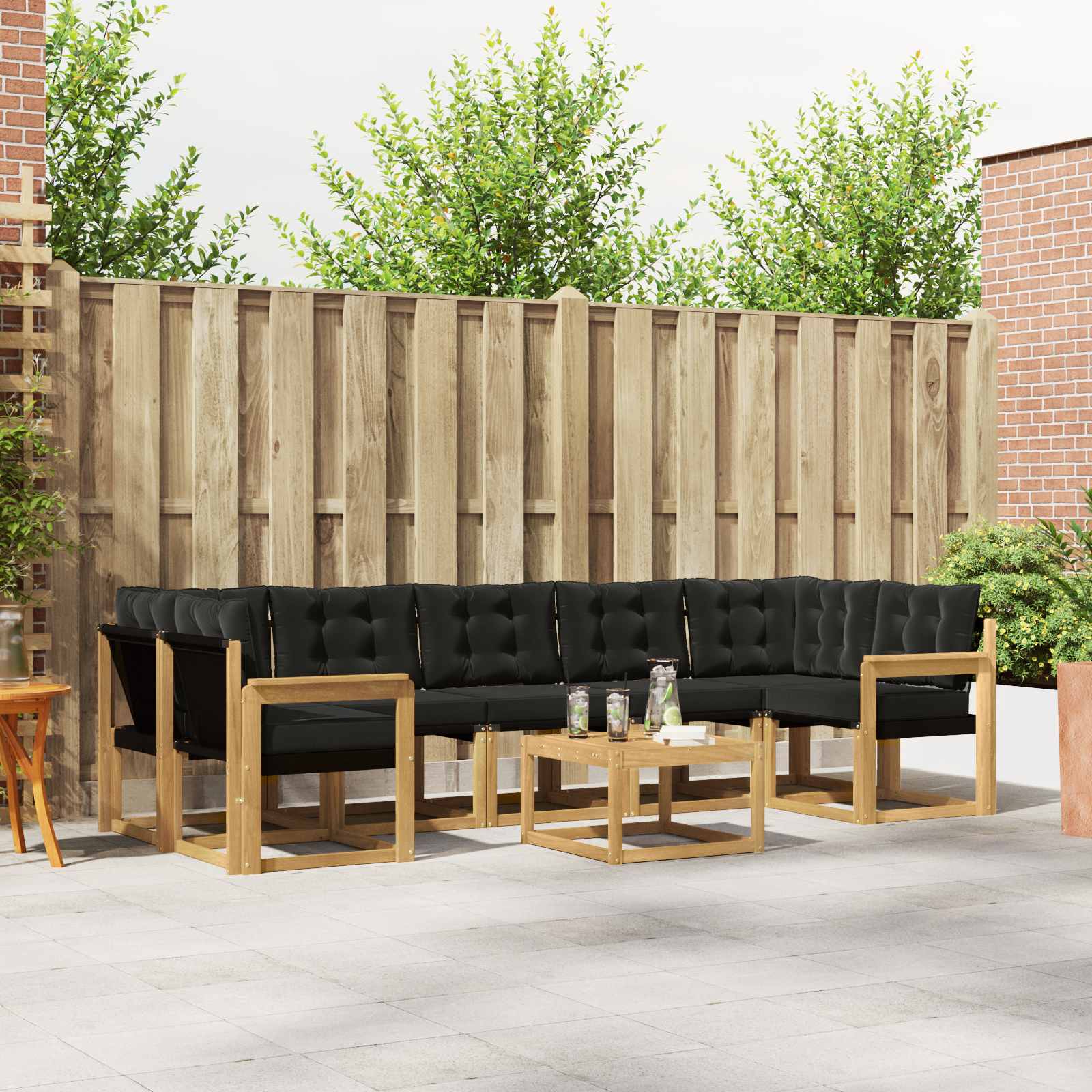 Outdoor-Sofagarnitur mit Kissen 8 pcs Weiß und Schwarz