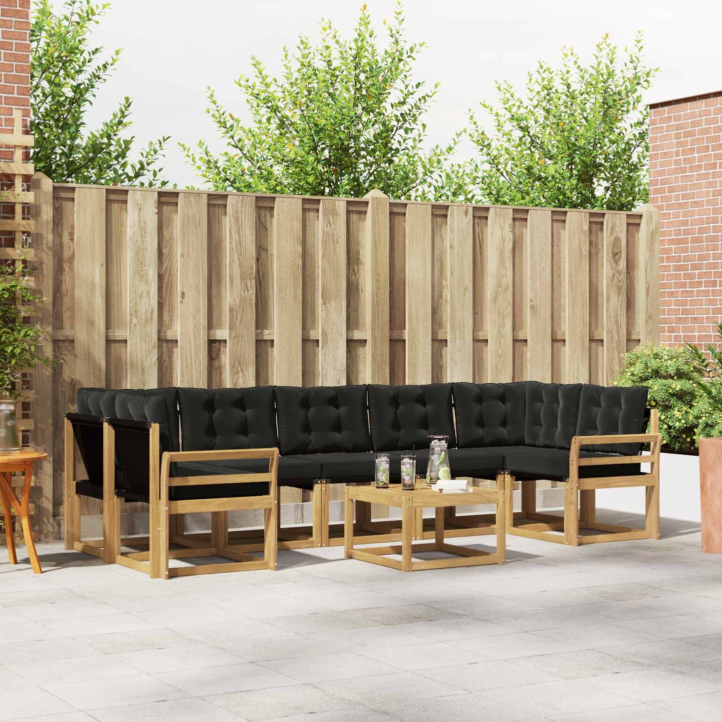 Outdoor-Sofagarnitur mit Kissen 8 pcs Weiß und Schwarz