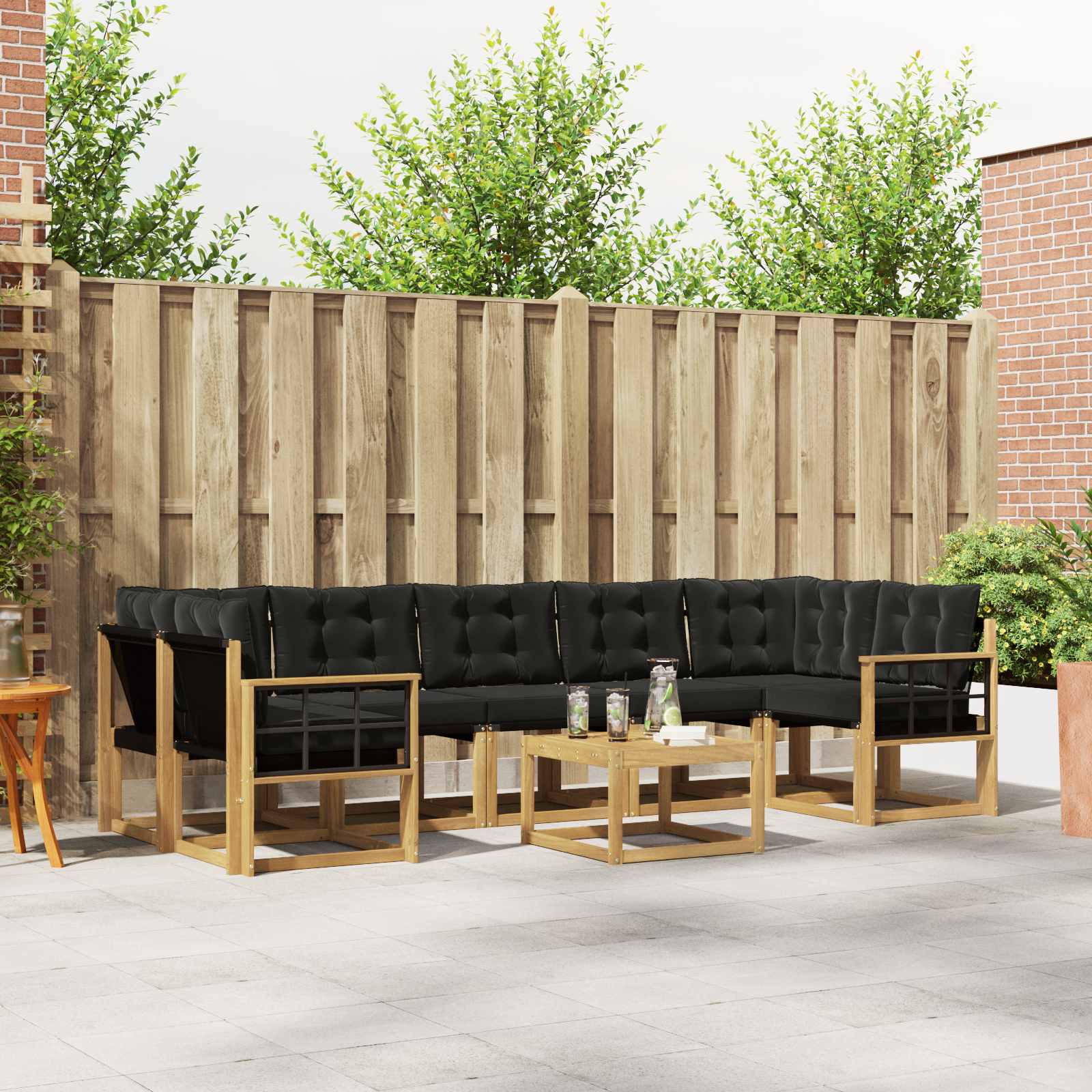 Outdoor-Sofagarnitur mit Kissen 8 pcs Weiß und Schwarz