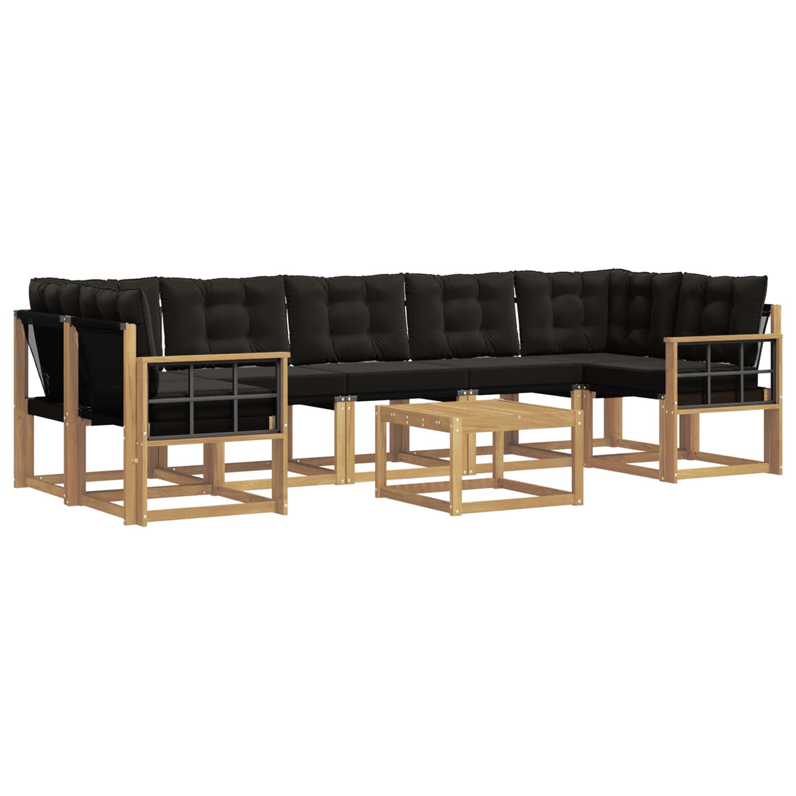 Outdoor-Sofagarnitur mit Kissen 8 pcs Weiß und Schwarz