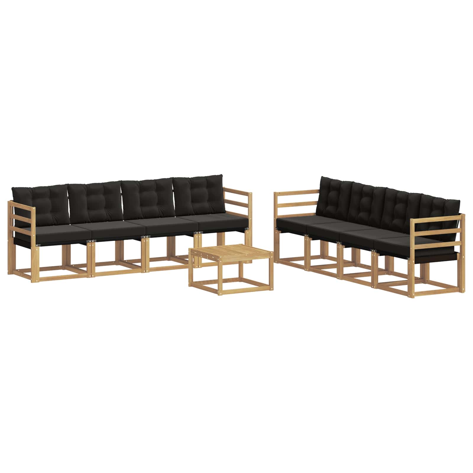 Outdoor-Sofagarnitur mit Kissen 9 pcs Weiß und Schwarz