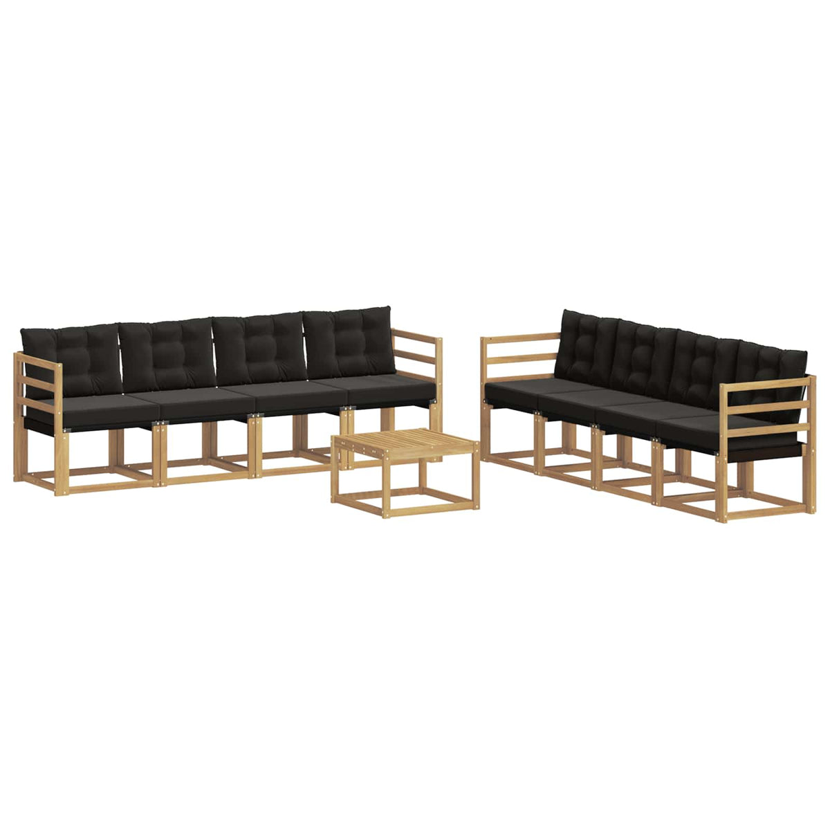 Outdoor-Sofagarnitur 9 stk. Weiß und Schwarz