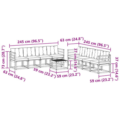 Outdoor-Sofagarnitur 9 stk. Weiß und Schwarz