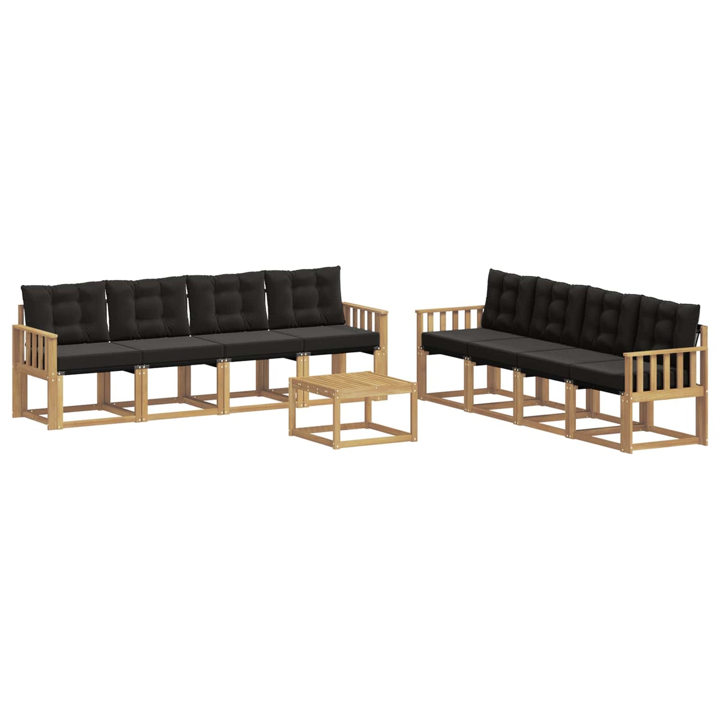 Outdoor-Sofagarnitur 9 stk. Weiß und Schwarz