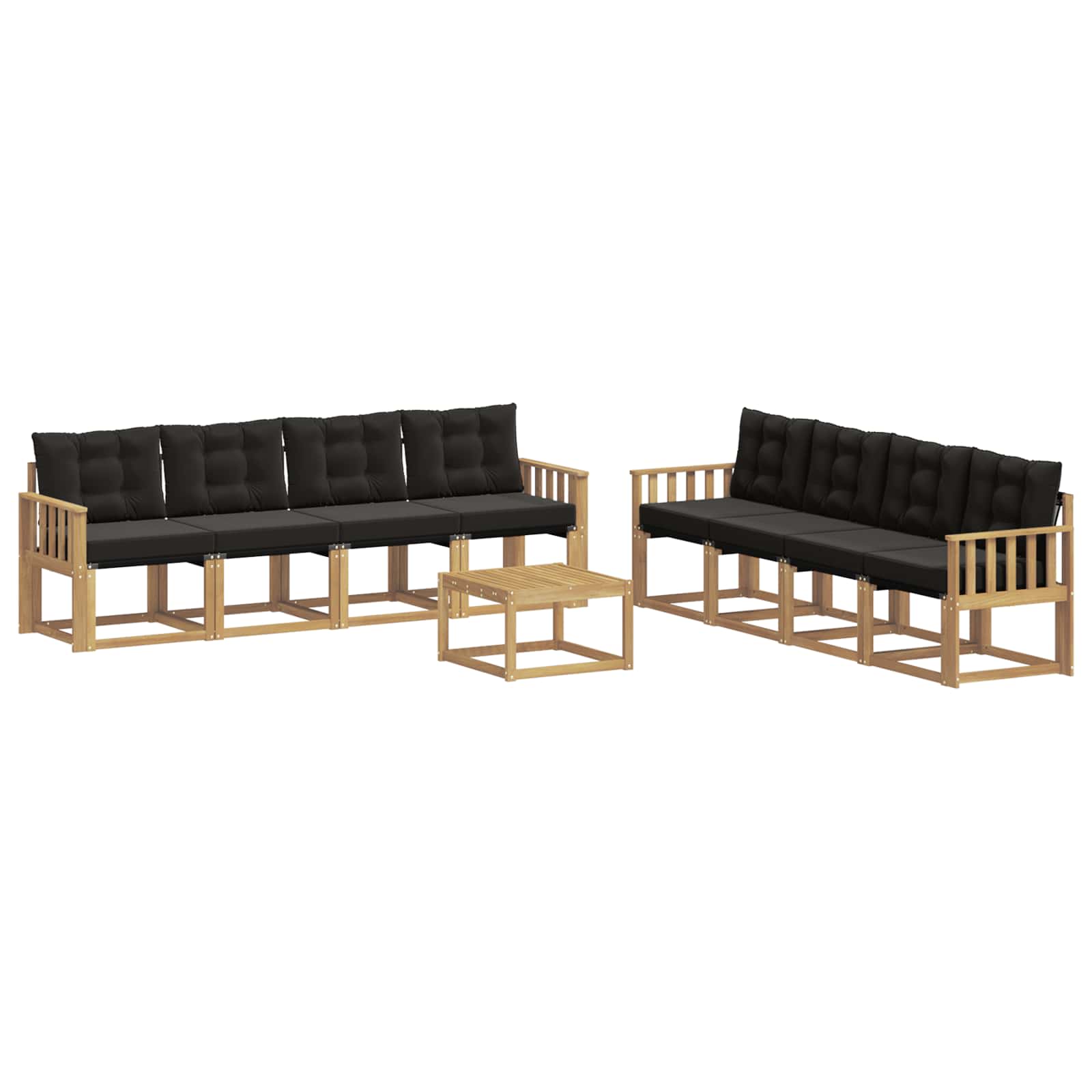 Outdoor-Sofagarnitur 9 stk. Weiß und Schwarz