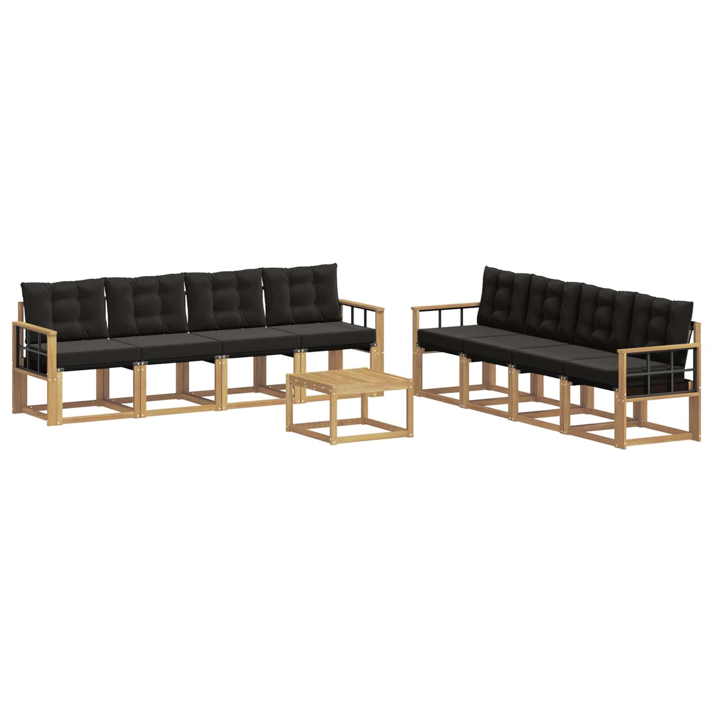 Outdoor-Sofagarnitur mit Kissen 9 pcs Weiß und Schwarz