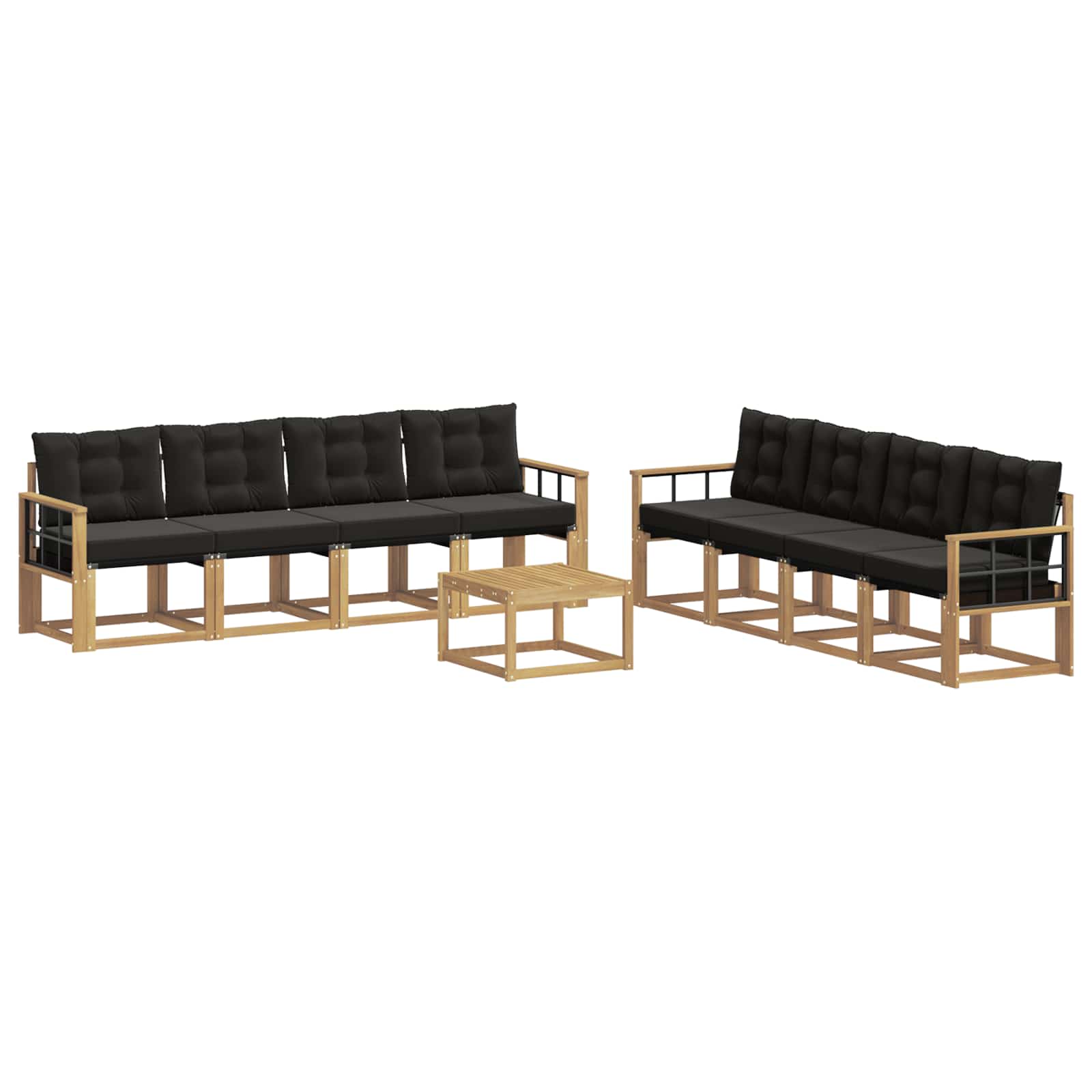 Outdoor-Sofagarnitur mit Kissen 9 pcs Weiß und Schwarz