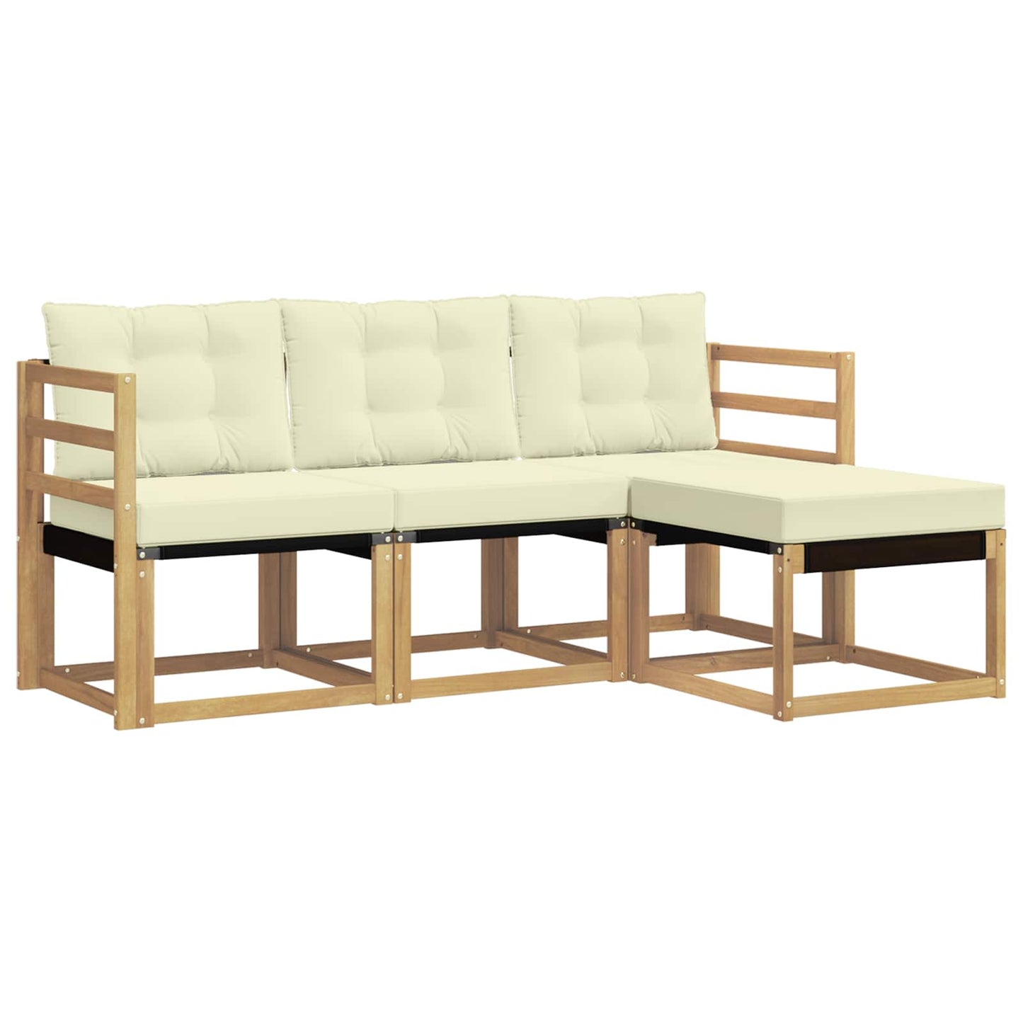 Outdoor-Sofagarnitur mit Kissen 4 pcs Weiß und Creme