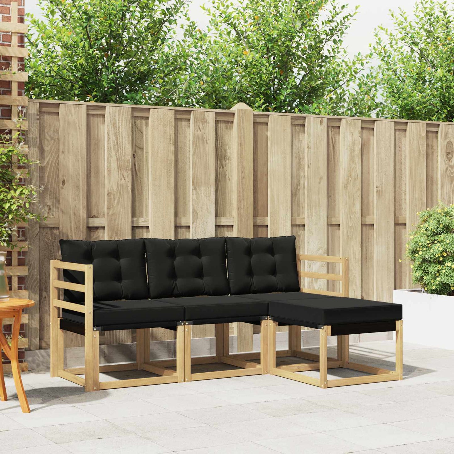Outdoor-Sofagarnitur mit Kissen 4 pcs Weiß und Schwarz