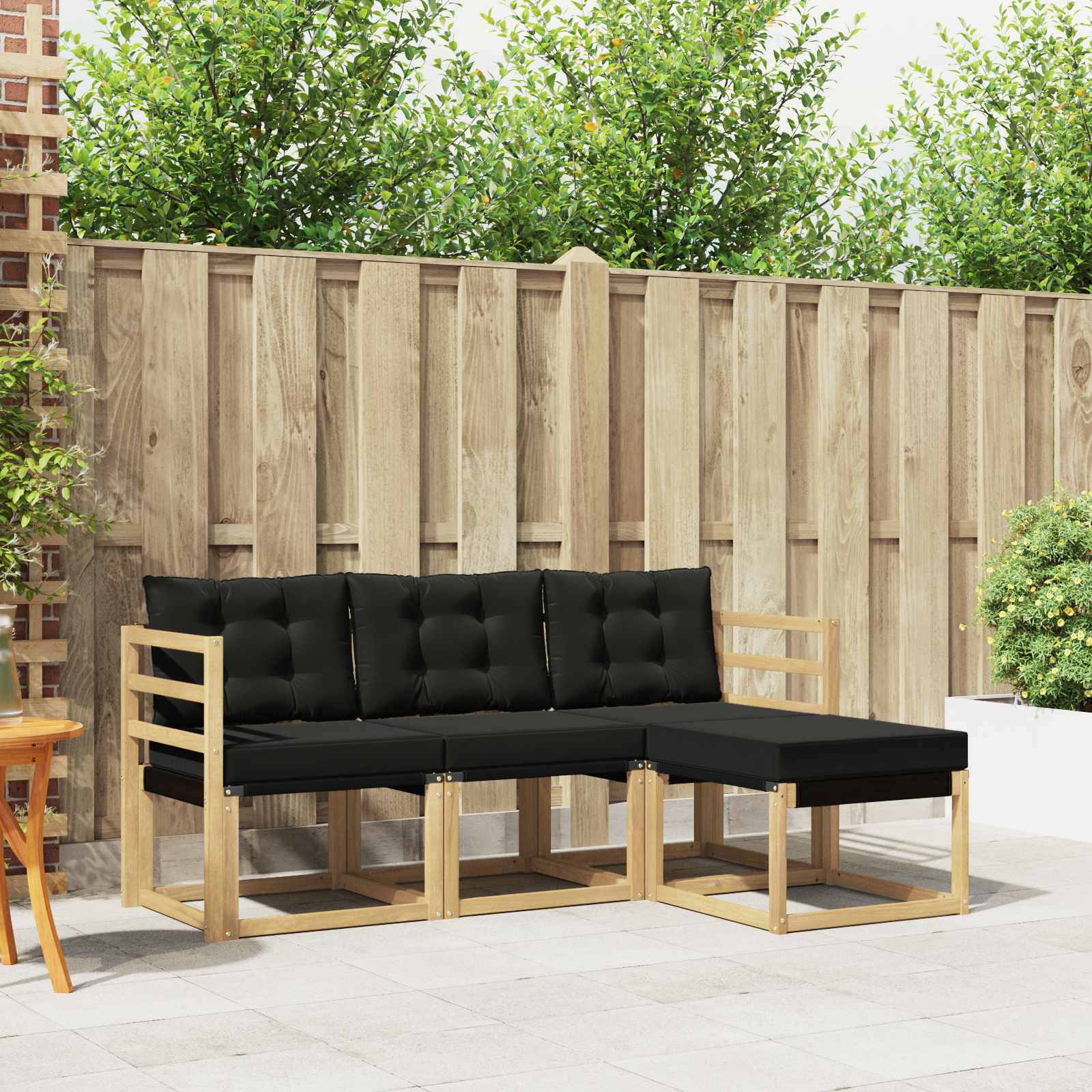 Outdoor-Sofagarnitur mit Kissen 4 pcs Weiß und Schwarz