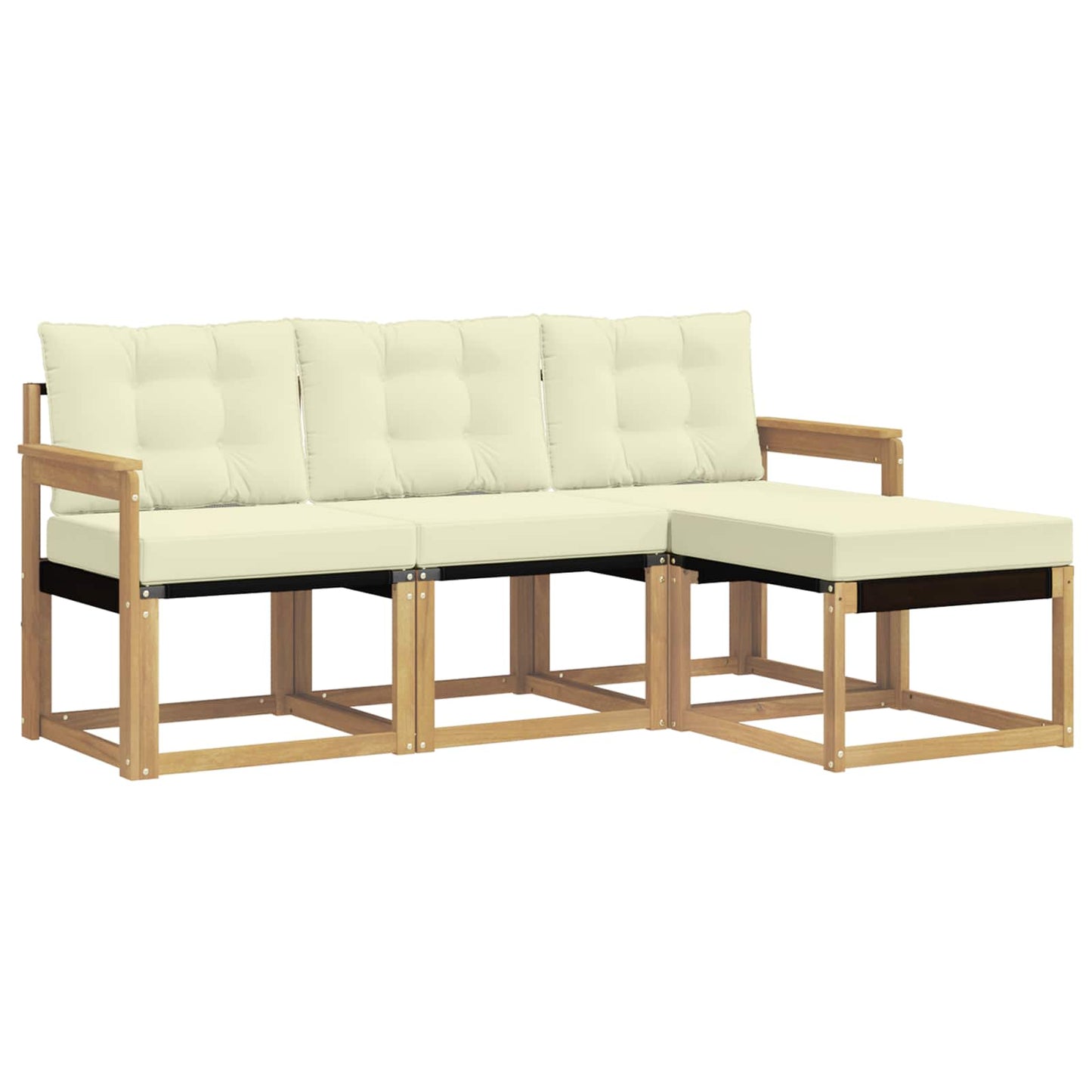 Outdoor-Sofagarnitur mit Kissen 4 pcs Weiß und Creme