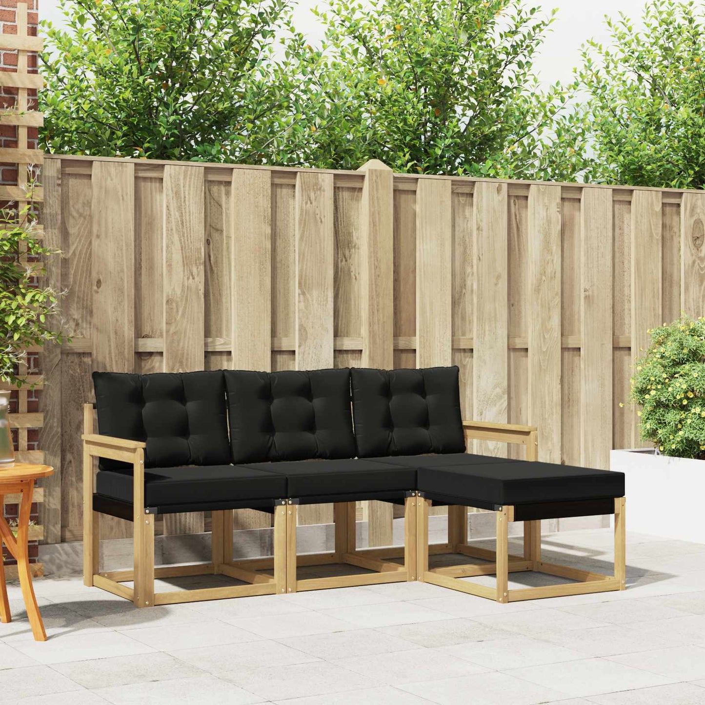 Outdoor-Sofagarnitur mit Kissen 4 pcs Weiß und Schwarz