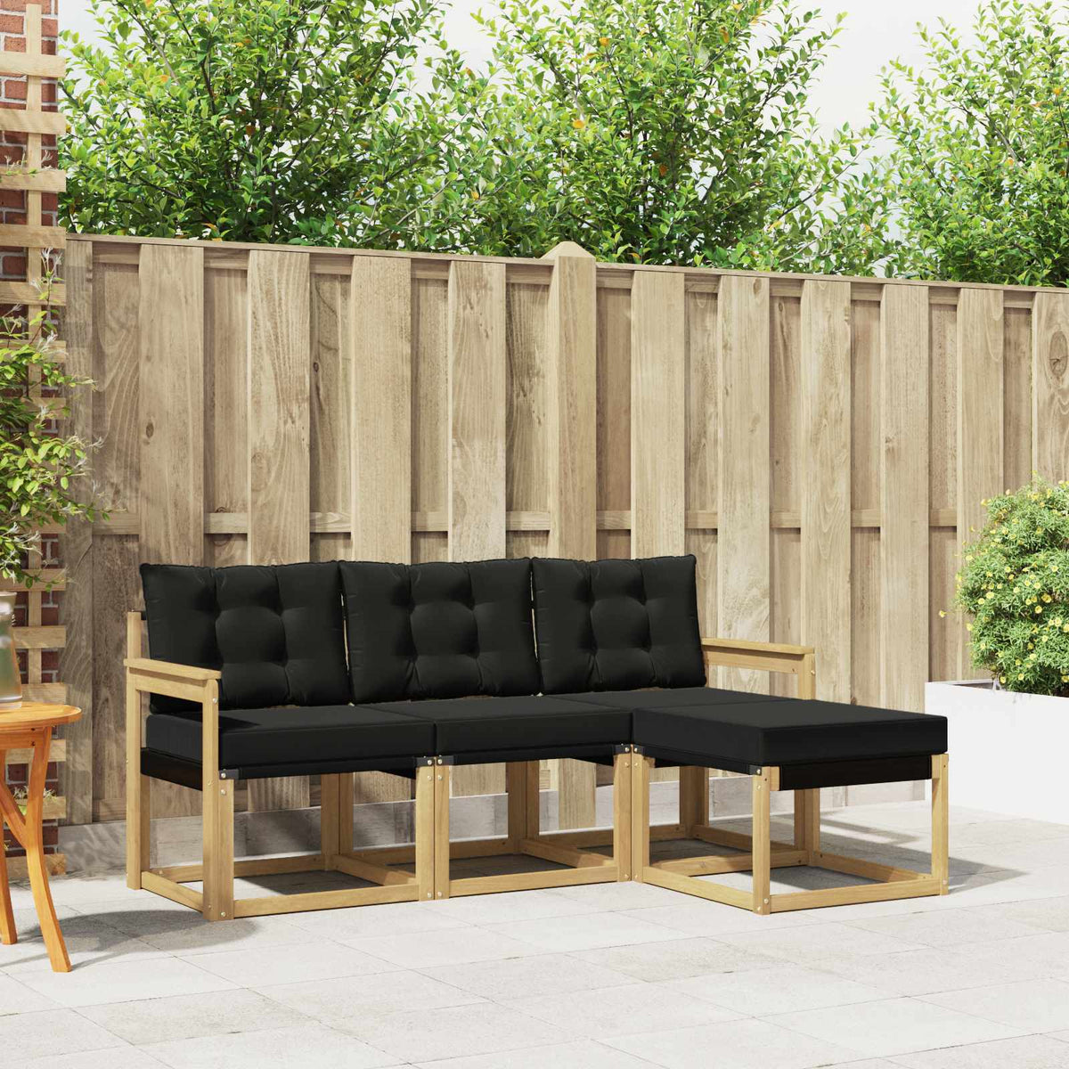 Outdoor-Sofagarnitur 4 stk. Weiß und Schwarz