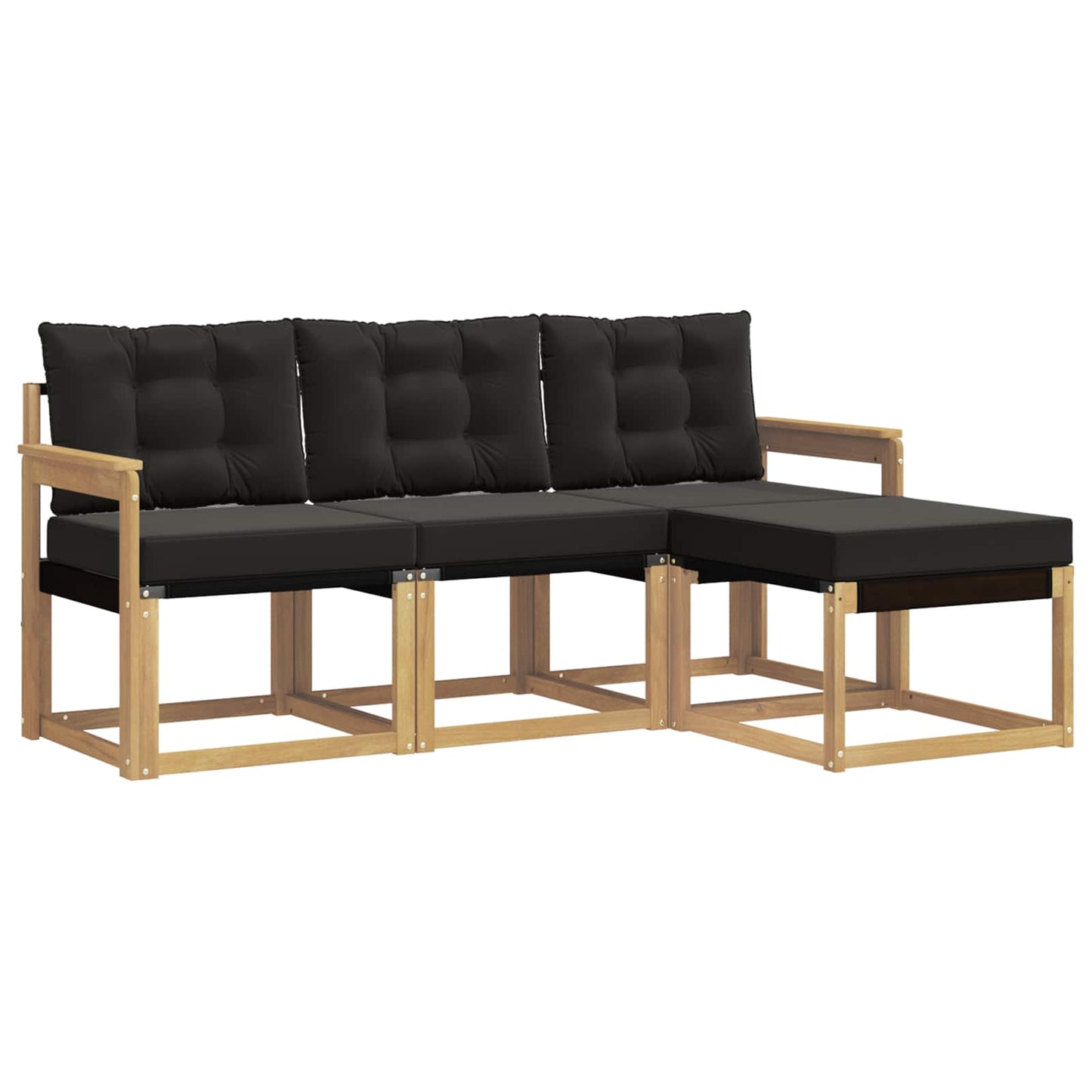 Outdoor-Sofagarnitur mit Kissen 4 pcs Weiß und Schwarz