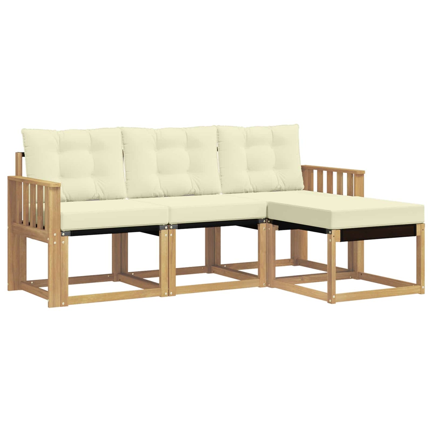 Outdoor-Sofagarnitur mit Kissen 4 pcs Weiß und Creme