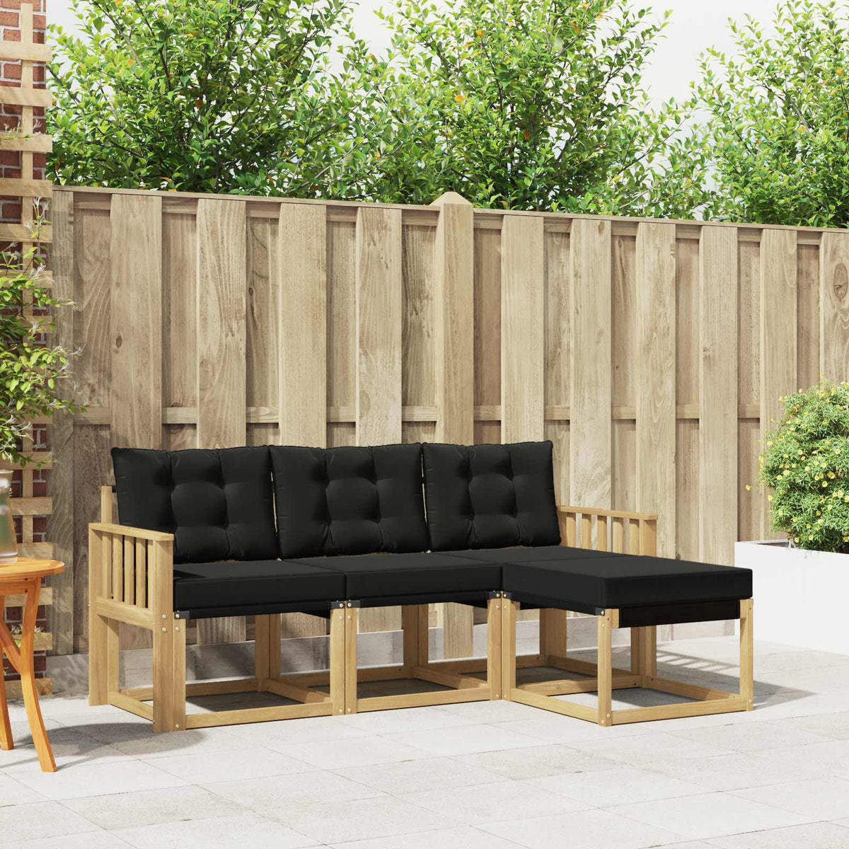 Outdoor-Sofagarnitur 4 stk. Weiß und Schwarz