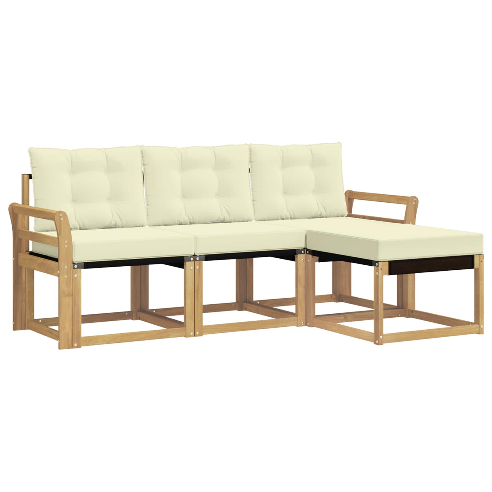 Outdoor-Sofagarnitur mit Kissen 4 pcs Weiß und Creme