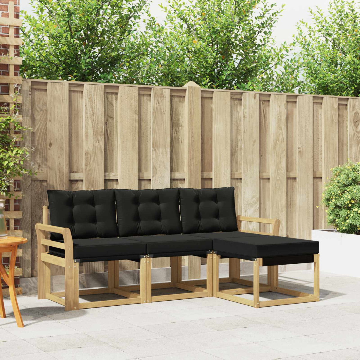 Outdoor-Sofagarnitur 4 stk. Weiß und Schwarz