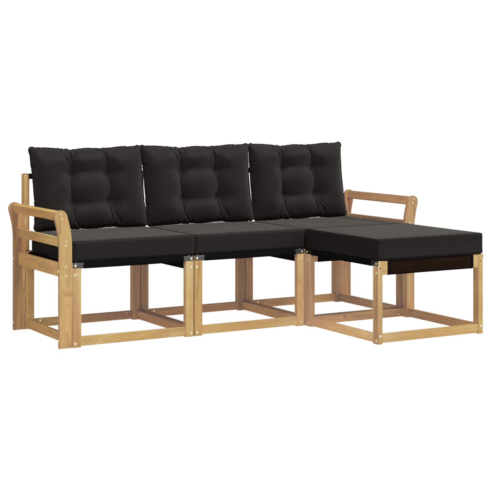 Outdoor-Sofagarnitur mit Kissen 4 pcs Weiß und Schwarz