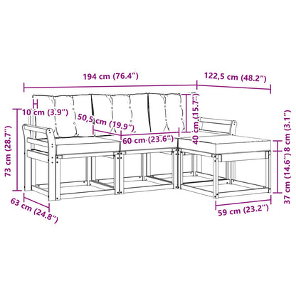 Outdoor-Sofagarnitur 4 stk. Weiß und Schwarz