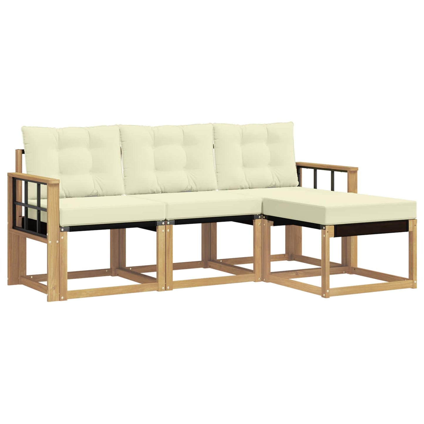 Outdoor-Sofagarnitur mit Kissen 4 pcs Weiß und Creme