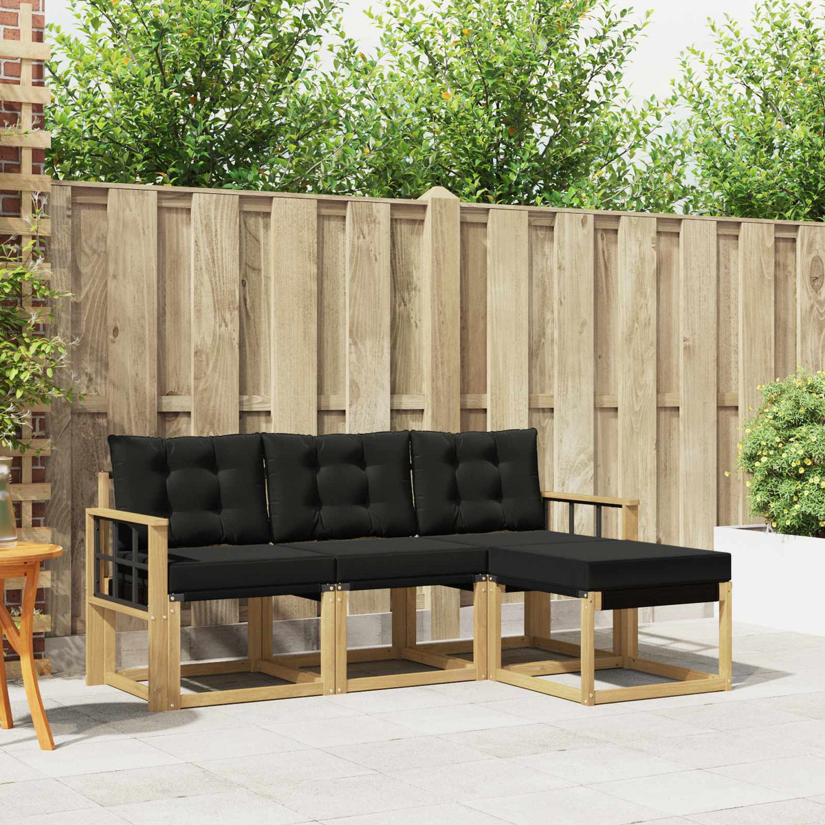 Outdoor-Sofagarnitur 4 stk. Weiß und Schwarz