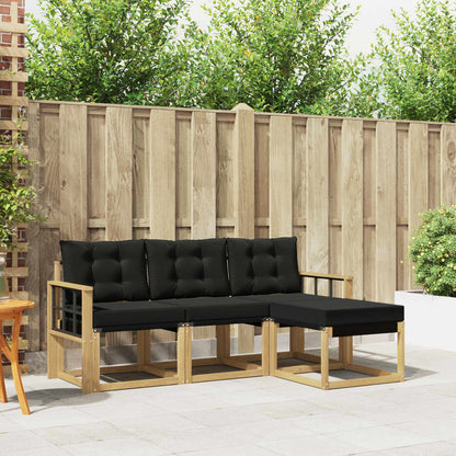 Outdoor-Sofagarnitur 4 stk. Weiß und Schwarz