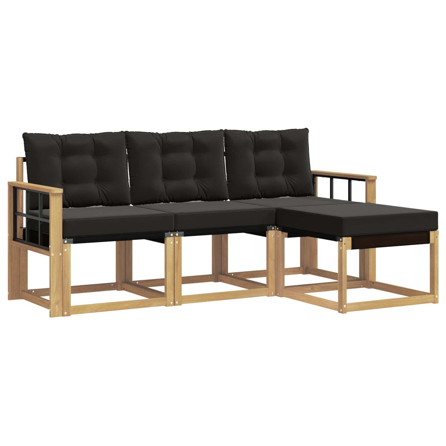 Outdoor-Sofagarnitur mit Kissen 4 pcs Weiß und Schwarz