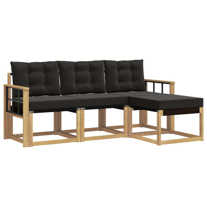 Outdoor-Sofagarnitur 4 stk. Weiß und Schwarz