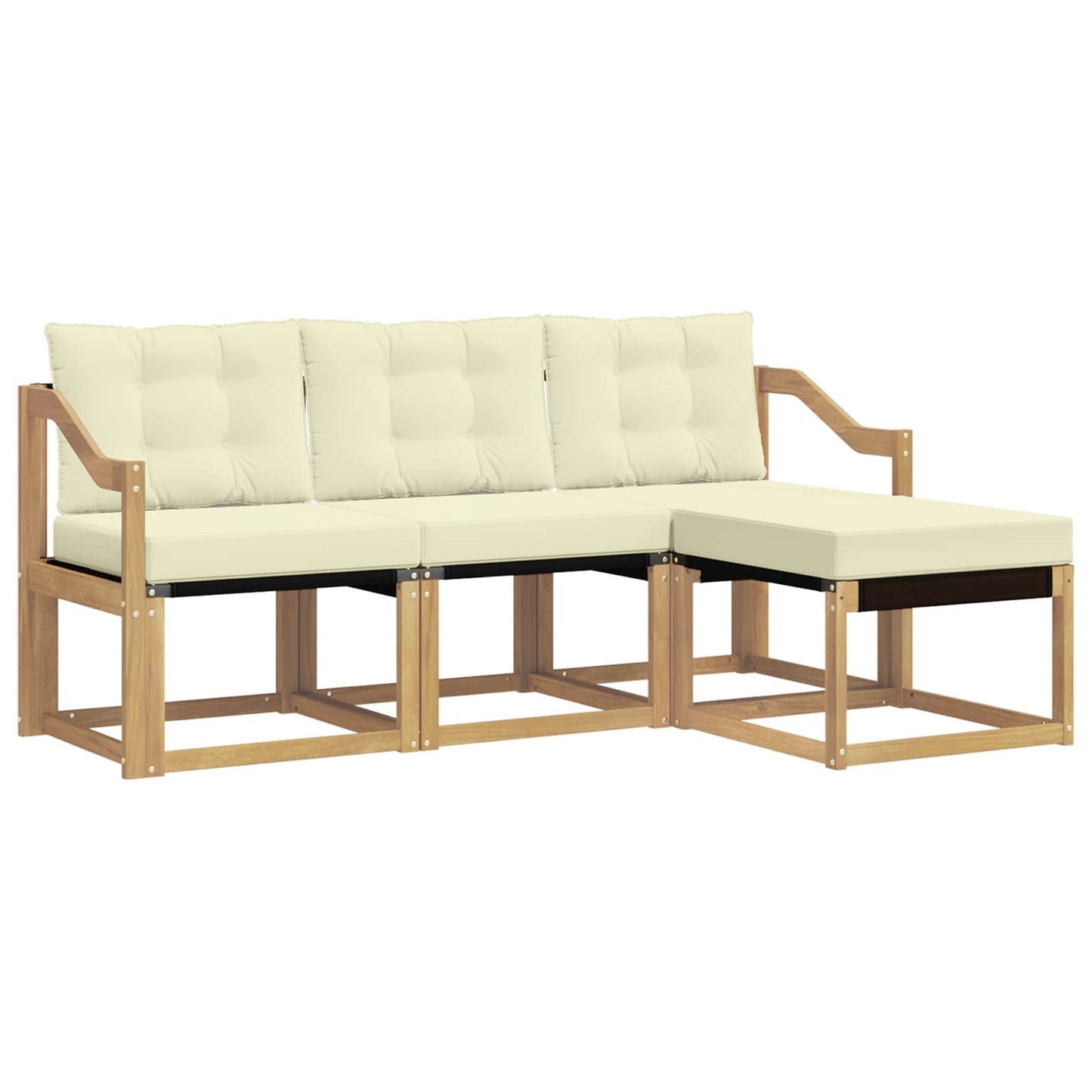 Outdoor-Sofagarnitur mit Kissen 4 pcs Weiß und Creme