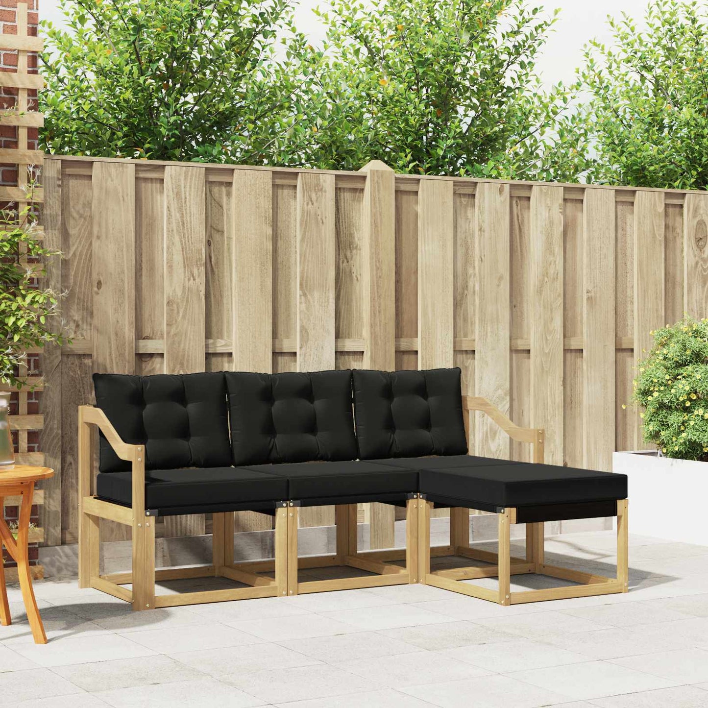 Outdoor-Sofagarnitur mit Kissen 4 pcs Weiß und Schwarz