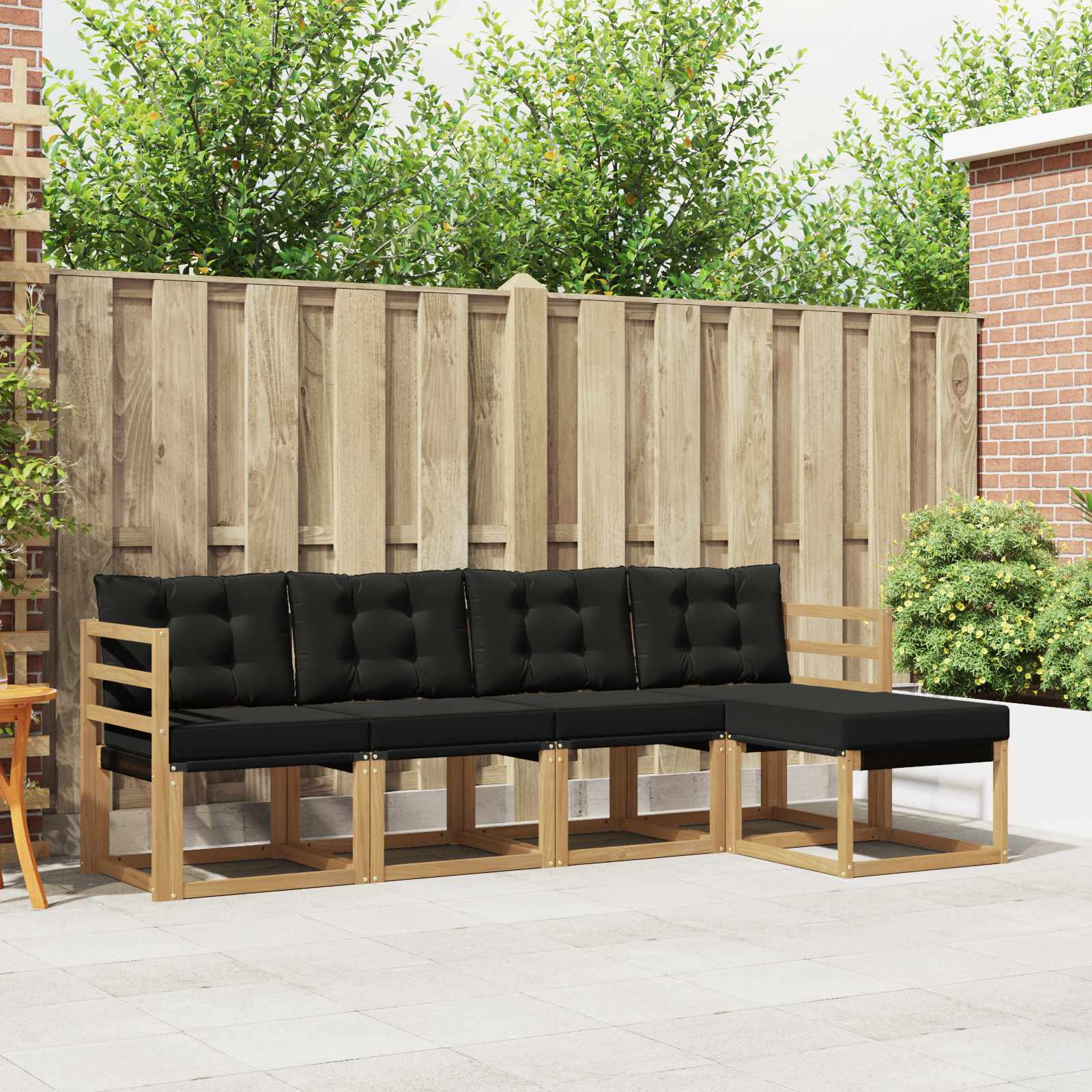 Outdoor-Sofagarnitur mit Kissen 5 pcs Weiß und Schwarz