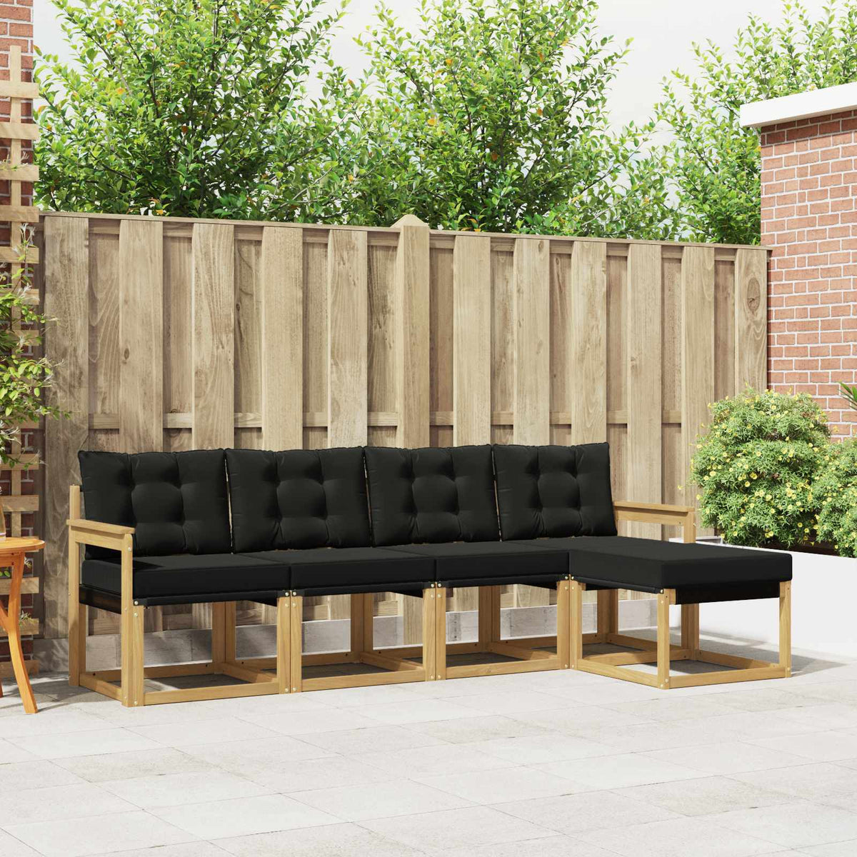 Outdoor-Sofagarnitur 5 stk. Weiß und Schwarz