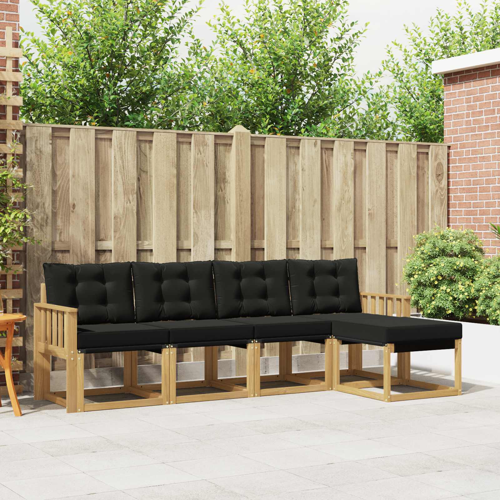 Outdoor-Sofagarnitur mit Kissen 5 pcs Weiß und Schwarz