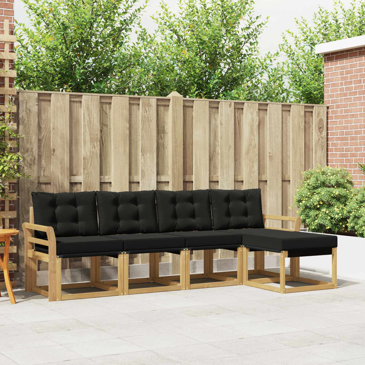 Outdoor-Sofagarnitur 5 stk. Weiß und Schwarz