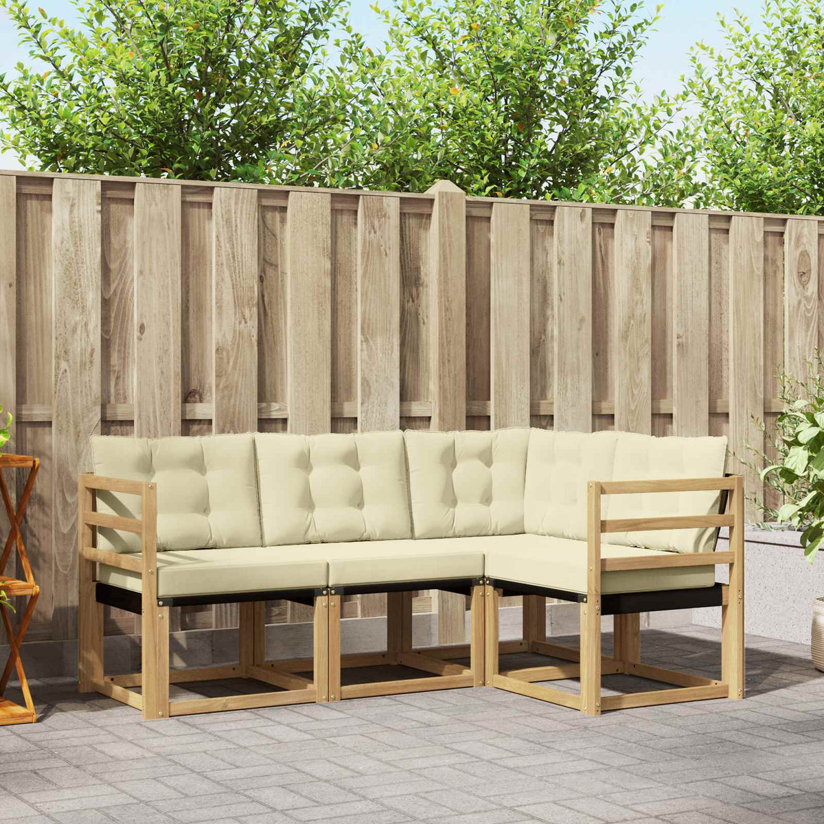Outdoor-Sofagarnitur 4 stk. Weiß und Creme