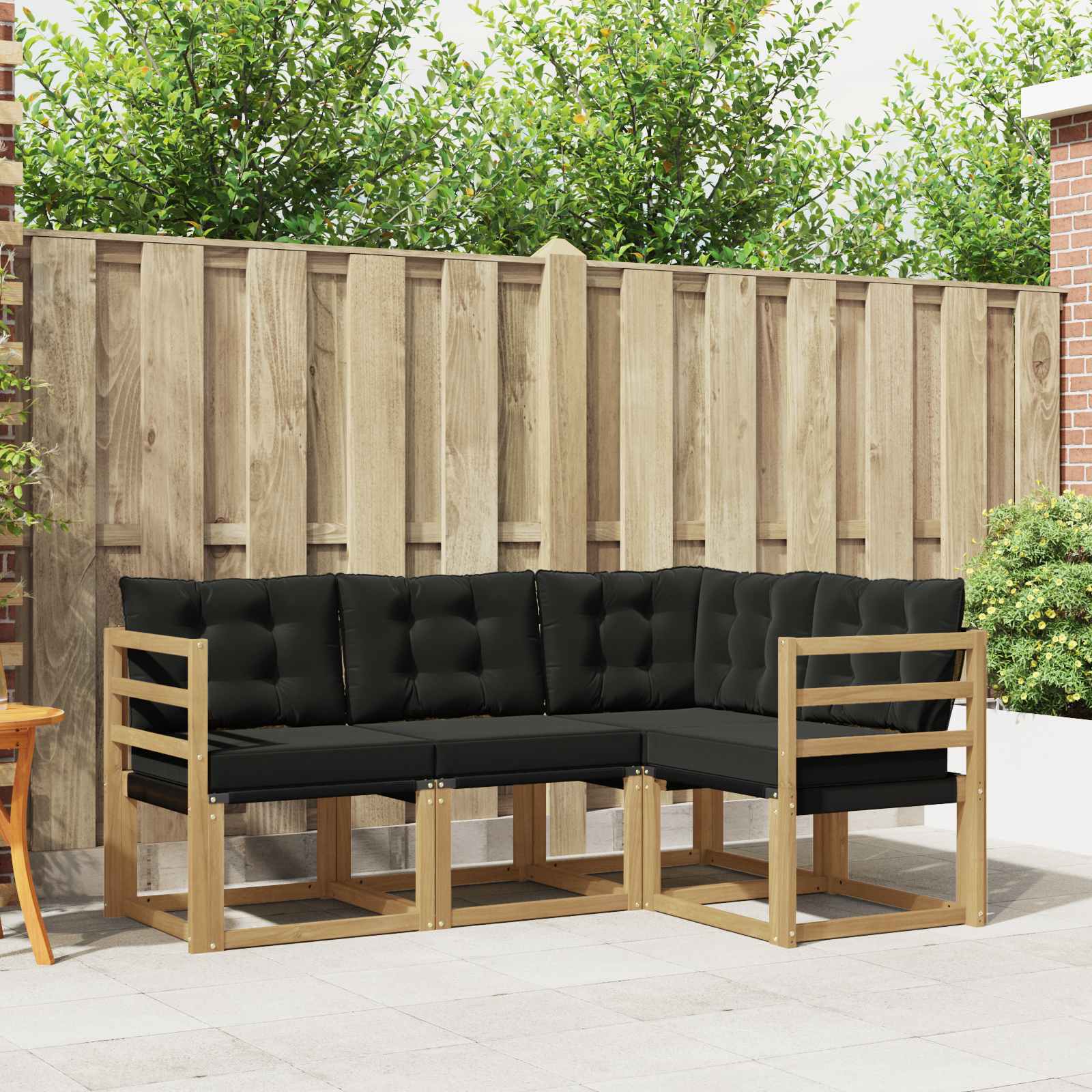 Outdoor-Sofagarnitur mit Kissen 4 pcs Weiß und Schwarz