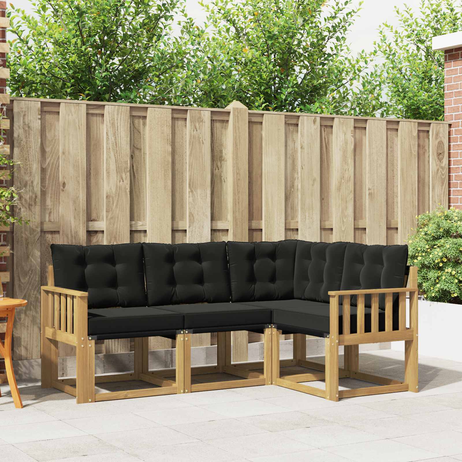 Outdoor-Sofagarnitur mit Kissen 4 pcs Weiß und Schwarz