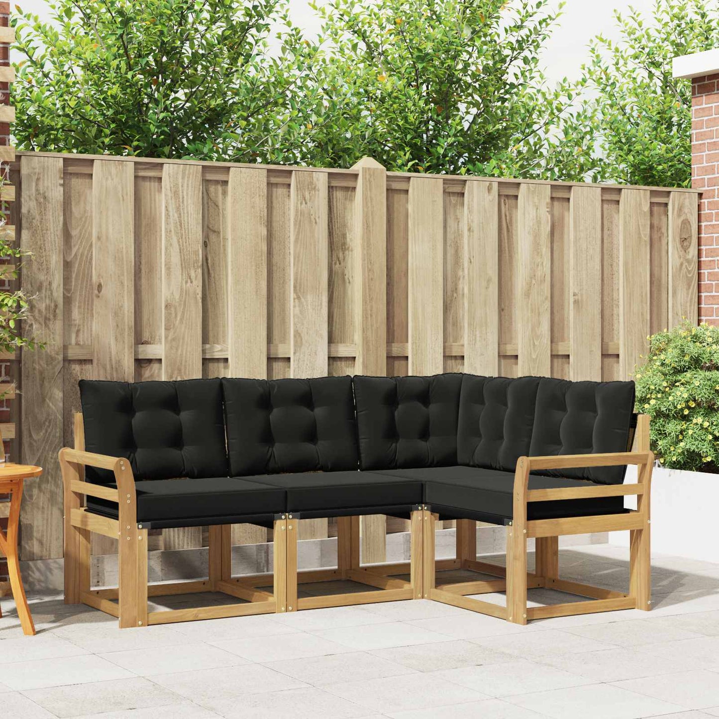 Outdoor-Sofagarnitur mit Kissen 4 pcs Weiß und Schwarz