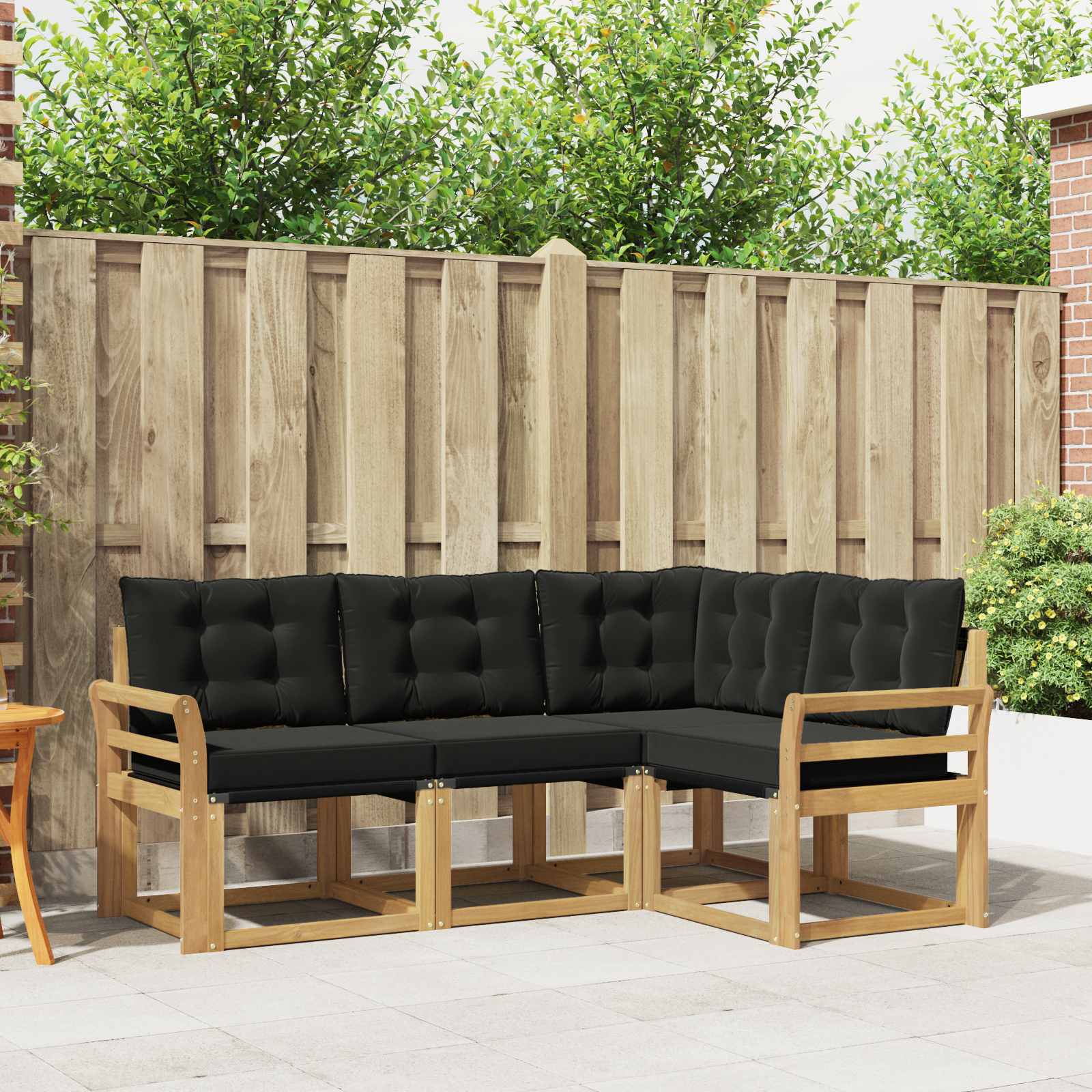 Outdoor-Sofagarnitur mit Kissen 4 pcs Weiß und Schwarz