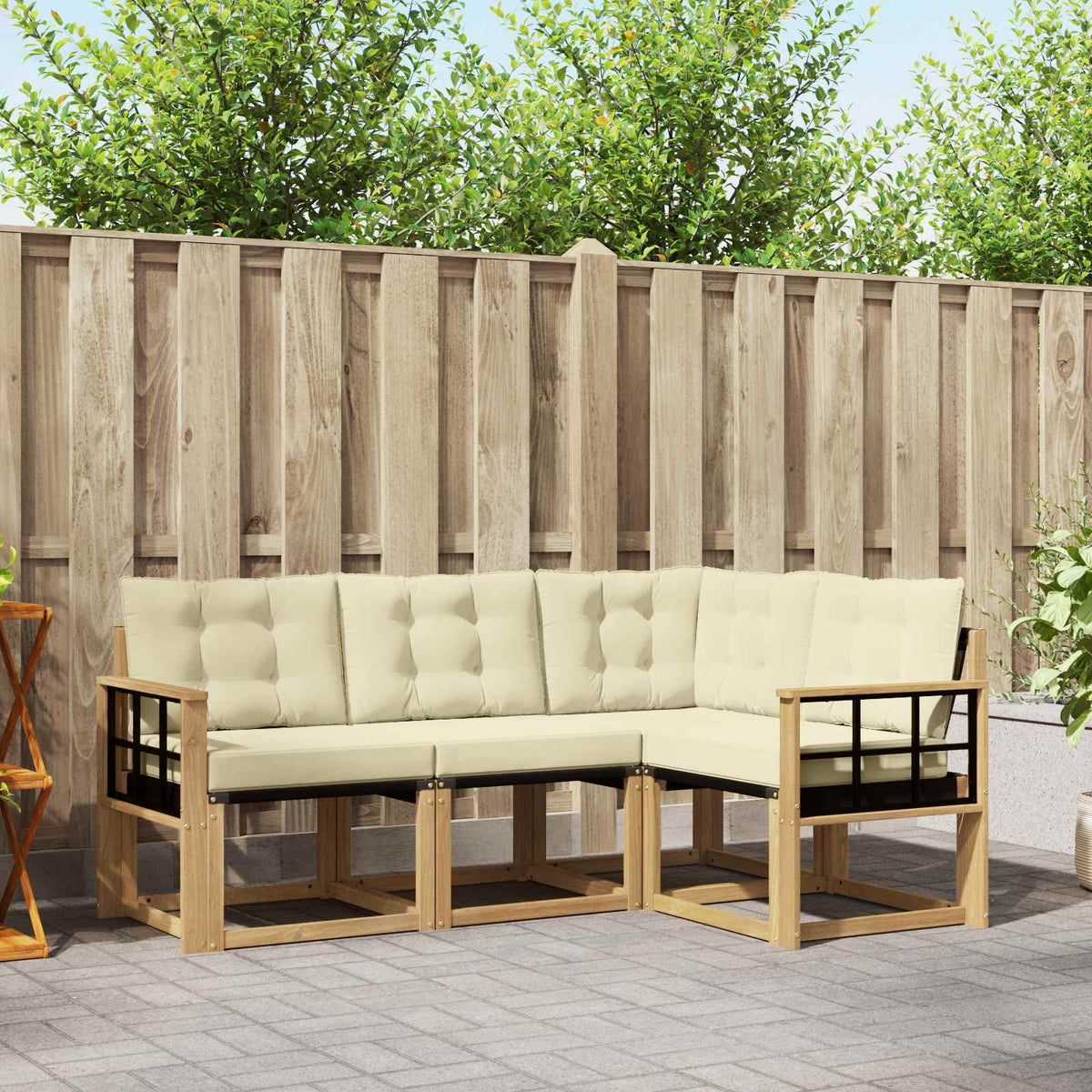 Outdoor-Sofagarnitur 4 stk. Weiß und Creme