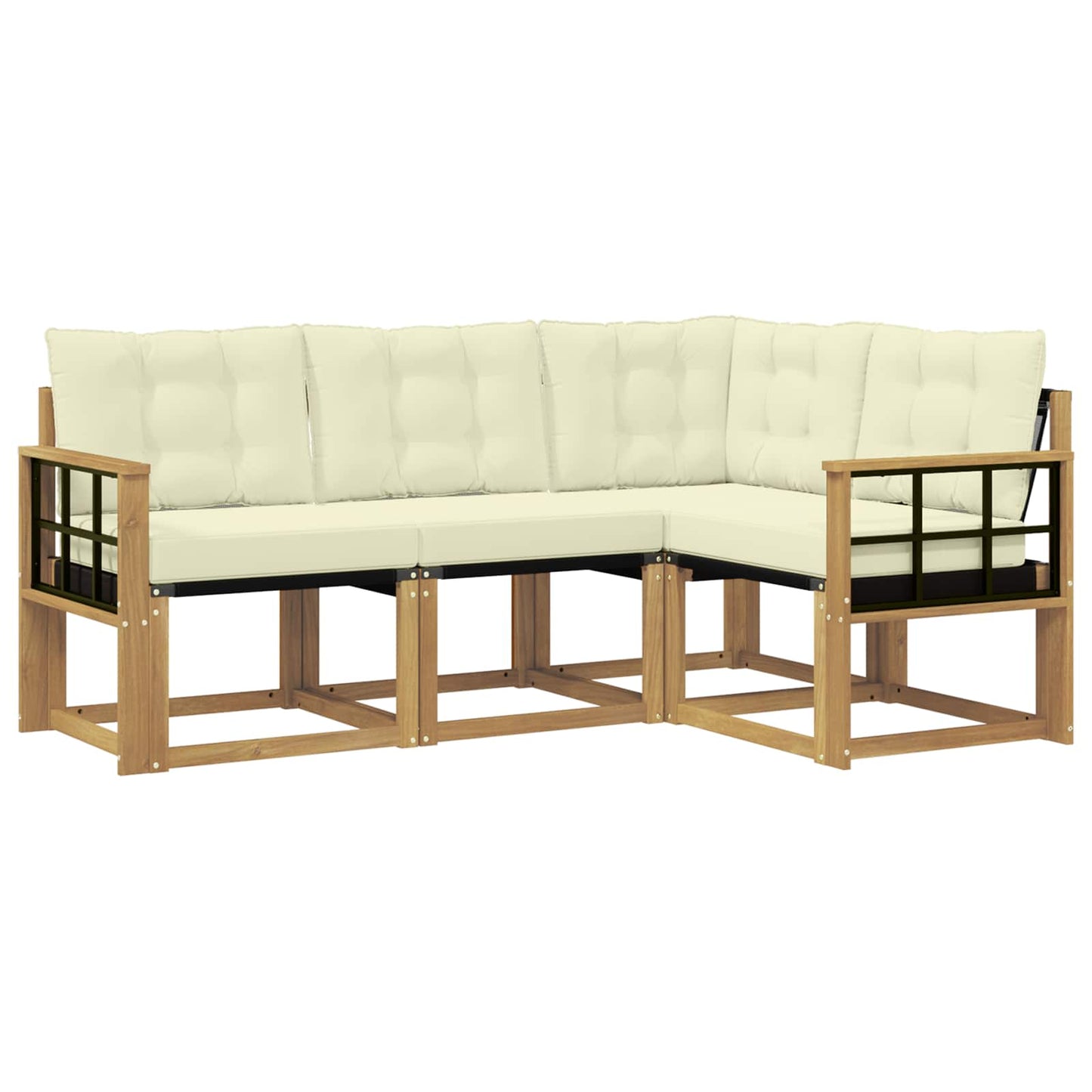 Outdoor-Sofagarnitur mit Kissen 4 pcs Weiß und Creme