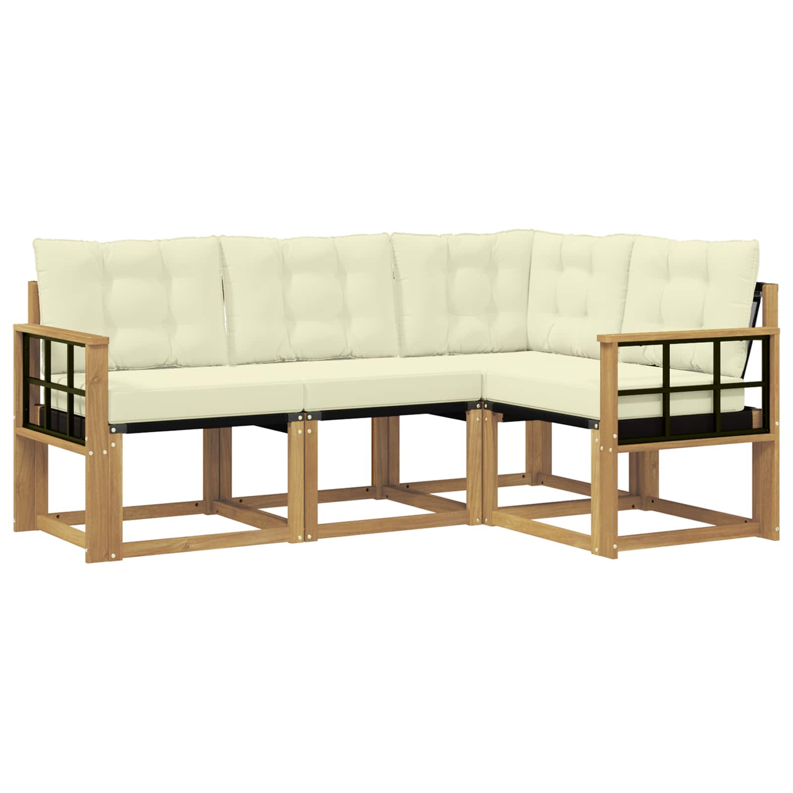 Outdoor-Sofagarnitur mit Kissen 4 pcs Weiß und Creme