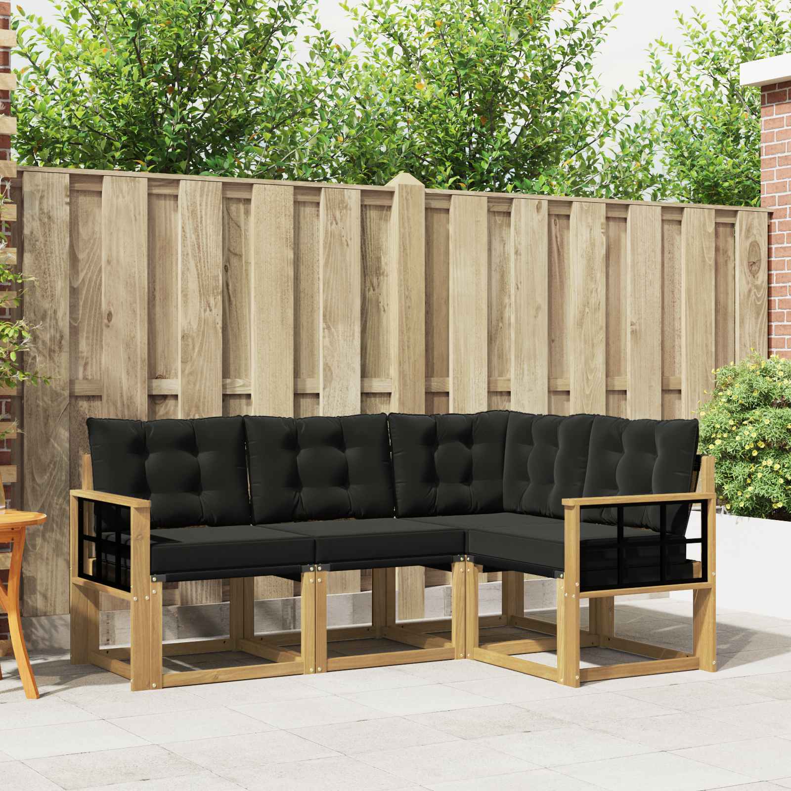 Outdoor-Sofagarnitur mit Kissen 4 pcs Weiß und Schwarz